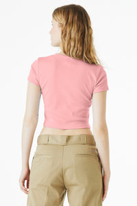 BELLA+CANVAS Women's Micro Rib Baby Tee BC1010 - Solid Pink Blend Back