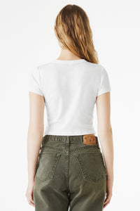 BELLA+CANVAS Women's Micro Rib Baby Tee BC1010 - Solid White Blend Back