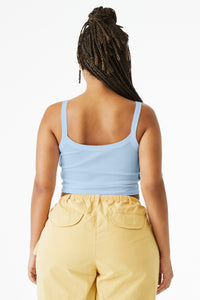 BELLA+CANVAS Women's Micro Rib Spaghetti Strap Tank BC1012 - Solid Baby Blue Blend Back