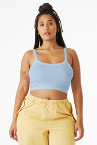 BELLA+CANVAS Women's Micro Rib Spaghetti Strap Tank BC1012 - Solid Baby Blue Blend