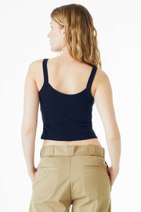 BELLA+CANVAS Women's Micro Rib Spaghetti Strap Tank BC1012 - Solid Navy Blend Back