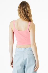 BELLA+CANVAS Women's Micro Rib Spaghetti Strap Tank BC1012 - Solid Pink Blend Back