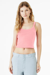 BELLA+CANVAS Women's Micro Rib Spaghetti Strap Tank BC1012 - Solid Pink Blend