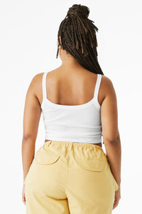 BELLA+CANVAS Women's Micro Rib Spaghetti Strap Tank BC1012 - Solid White Blend Back
