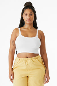 BELLA+CANVAS Women's Micro Rib Spaghetti Strap Tank BC1012 - Solid White Blend