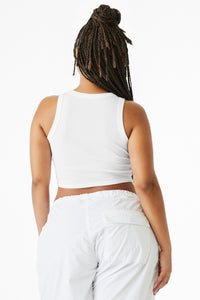 BELLA+CANVAS Women's Micro Rib Racer Tank BC1019 - Solid White Blend Back