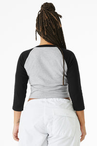 BELLA+CANVAS Women's Micro Rib 3/4 Raglan Baby Tee BC1200 - Athletic Heather/ Black Back