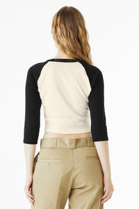 BELLA+CANVAS Women's Micro Rib 3/4 Raglan Baby Tee BC1200 - Natural/ Black Back