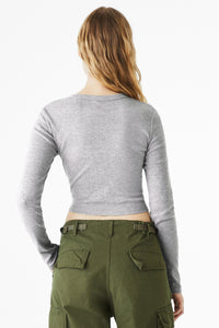 BELLA+CANVAS Women's Micro Rib Long Sleeve Baby Tee BC1501 - Athletic Heather Back