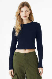 BELLA+CANVAS Women's Micro Rib Long Sleeve Baby Tee BC1501 - Solid Navy Blend