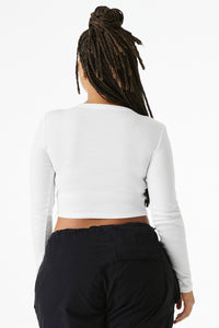 BELLA+CANVAS Women's Micro Rib Long Sleeve Baby Tee BC1501 - Solid White Blend Back