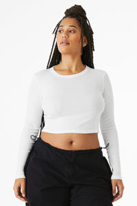 BELLA+CANVAS Women's Micro Rib Long Sleeve Baby Tee BC1501 - Solid White Blend