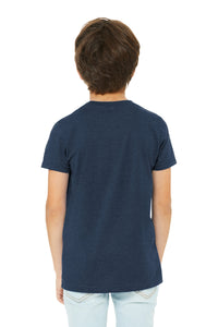BELLA+CANVAS Youth Heather CVC Tee BC3001YCVC - Heather Navy Back
