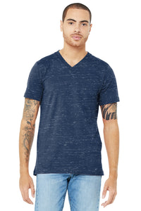 BELLA+CANVAS  Unisex Jersey Short Sleeve V-Neck Tee - Navy Marble