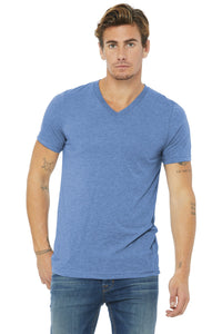 BELLA+CANVAS  Unisex Triblend Short Sleeve V-Neck Te - Blue Triblend