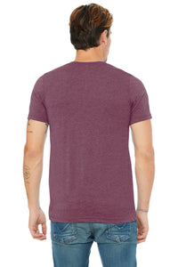 BELLA+CANVAS  Unisex Triblend Short Sleeve V-Neck Te - Maroon Triblend Back