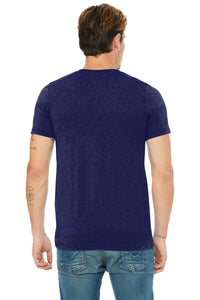 BELLA+CANVAS  Unisex Triblend Short Sleeve V-Neck Te - Navy Triblend Back