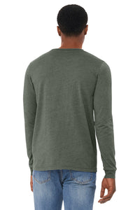 BELLA+CANVAS Unisex Heather CVC Long Sleeve Tee BC3501CVC - Heather Military Green Back