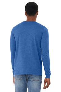 BELLA+CANVAS Unisex Heather CVC Long Sleeve Tee BC3501CVC - Heather True Royal Back