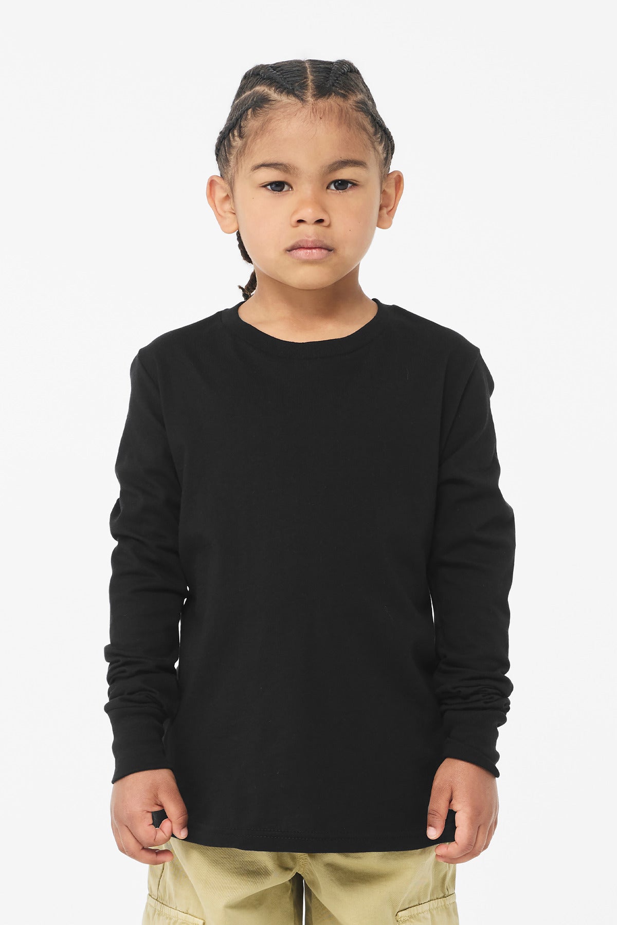 BELLA+CANVAS Youth Jersey Long Sleeve Tee BC3501Y - Black