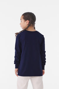 BELLA+CANVAS Youth Jersey Long Sleeve Tee BC3501Y - Navy Back