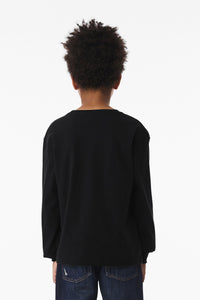BELLA+CANVAS Youth 6-Ounce Heavyweight Long Sleeve Tee BC3511Y - Black Back