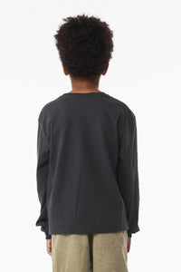 BELLA+CANVAS Youth 6-Ounce Heavyweight Long Sleeve Tee BC3511Y - Dark Grey Back