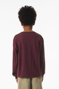 BELLA+CANVAS Youth 6-Ounce Heavyweight Long Sleeve Tee BC3511Y - Maroon Back