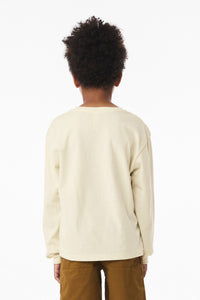 BELLA+CANVAS Youth 6-Ounce Heavyweight Long Sleeve Tee BC3511Y - Natural Back