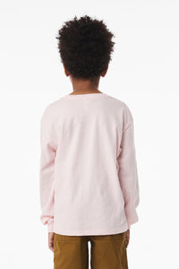 BELLA+CANVAS Youth 6-Ounce Heavyweight Long Sleeve Tee BC3511Y - Soft Pink Back