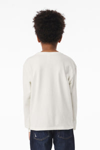 BELLA+CANVAS Youth 6-Ounce Heavyweight Long Sleeve Tee BC3511Y - Vintage White Back