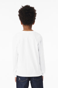BELLA+CANVAS Youth 6-Ounce Heavyweight Long Sleeve Tee BC3511Y - White Back