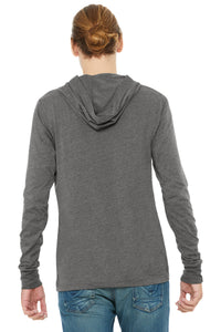 BELLA+CANVAS  Unisex Jersey Long Sleeve Hoodie - Grey Triblend Back