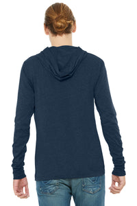 BELLA+CANVAS  Unisex Jersey Long Sleeve Hoodie - Heather Navy Back
