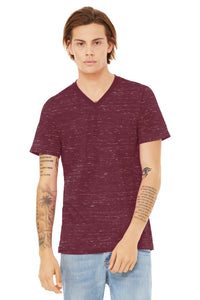 BELLA+CANVAS Unisex Textured Jersey V-Neck Tee BC3655 - Maroon Marble