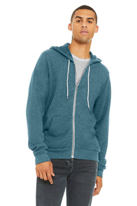 BELLA+CANVAS  Unisex Sponge Fleece Full-Zip Hoodie - Heather Deep Teal