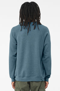 BELLA+CANVAS  Unisex Sponge Fleece Raglan Sweatshirt - Heather Deep Teal Back