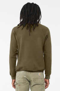 BELLA+CANVAS  Unisex Sponge Fleece Raglan Sweatshirt - Heather Olive Back