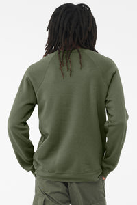 BELLA+CANVAS  Unisex Sponge Fleece Raglan Sweatshirt - Military Green Back