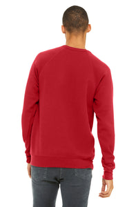 BELLA+CANVAS  Unisex Sponge Fleece Raglan Sweatshirt - Red Back