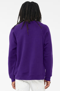 BELLA+CANVAS  Unisex Sponge Fleece Raglan Sweatshirt - Team Purple Back