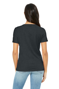 BELLA+CANVAS Women's Relaxed Heather CVC V-Neck Tee BC6405CVC - Dark Grey Heather Back