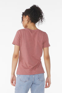 BELLA+CANVAS Women's Relaxed Heather CVC V-Neck Tee BC6405CVC - Heather Mauve Back