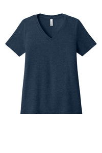 BELLA+CANVAS Women's Relaxed Heather CVC V-Neck Tee BC6405CVC - Heather Navy
