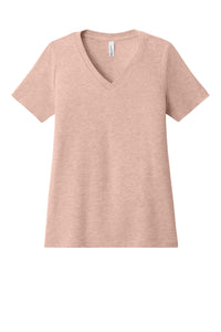 BELLA+CANVAS Women's Relaxed Heather CVC V-Neck Tee BC6405CVC - Heather Peach