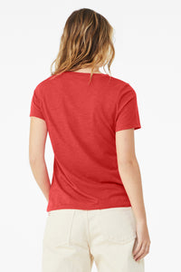 BELLA+CANVAS Women's Relaxed Heather CVC V-Neck Tee BC6405CVC - Heather Red Back