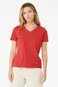 BELLA+CANVAS Women's Relaxed Heather CVC V-Neck Tee BC6405CVC - Heather Red