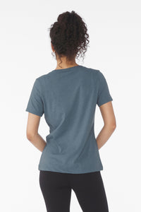 BELLA+CANVAS Women's Relaxed Heather CVC V-Neck Tee BC6405CVC - Heather Slate Back