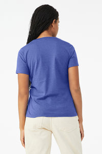 BELLA+CANVAS Women's Relaxed Heather CVC V-Neck Tee BC6405CVC - Heather True Royal Back