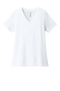 BELLA+CANVAS Women's Relaxed Heather CVC V-Neck Tee BC6405CVC - Solid White Blend